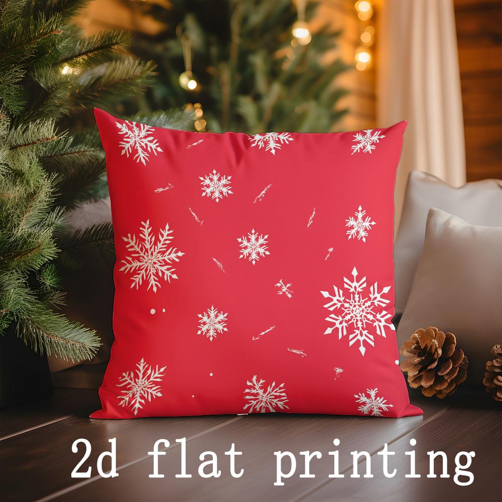 

Home Decor Merry Christmas Snowflake Pattern Cushion Covers Pattern Cushion Cover Suitable for Sofa Bedroom Car Pillow Cover 16x16Inch