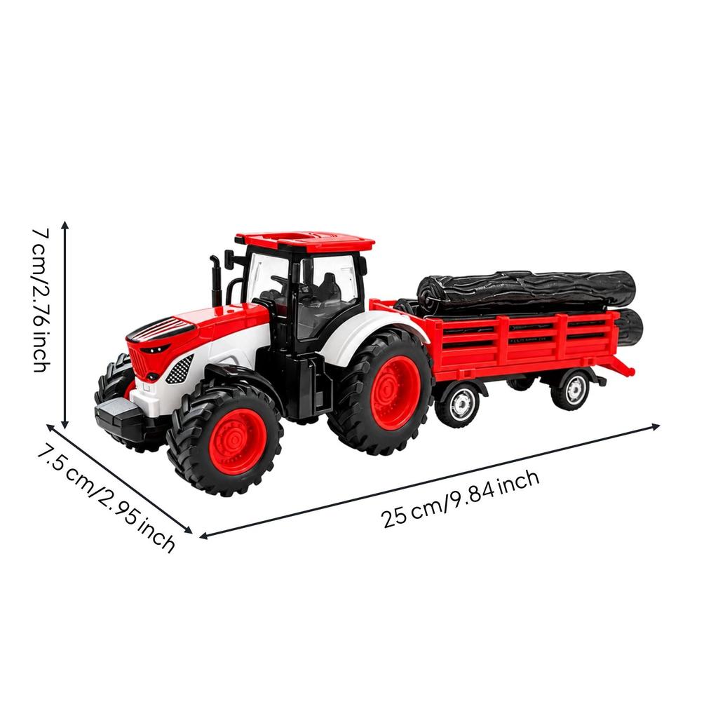 Farm Tractor Transport Toy with Enclosed Cab Diecast Alloy Agricultural Detachable