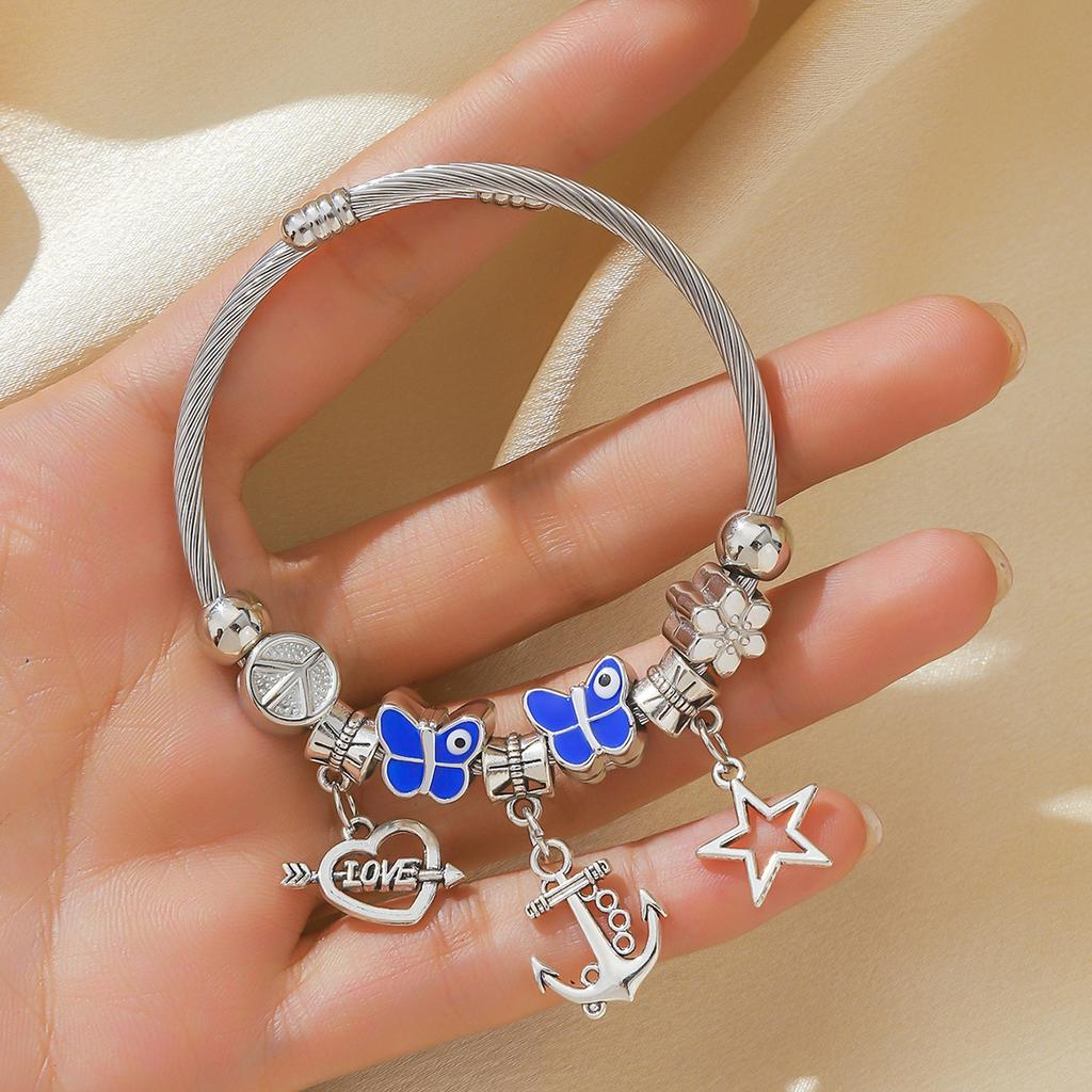 1PC Damenmode Multi Element Edelstahl DIY Teddybär Perlenarmband Datum Bankett Party Festival Dressing Geschenk
