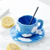 Coffee Mug, with Saucer Tray 250ml Drinking Cup Large Milk for and Home Cereal Cappuccino