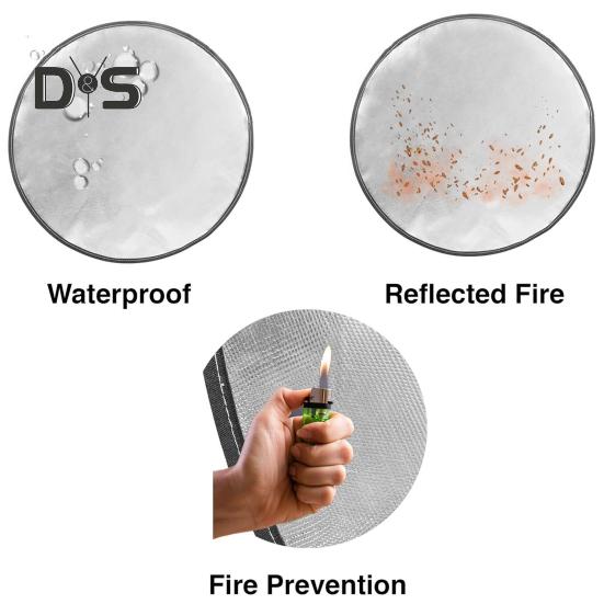 Outdoor Fireproof Mat Heat-Resistant Flame Retardant Anti-slip Deck Patio Lawn Camping Stove BBQ Grill Firepit Aluminum Foil Rug Fireplace Hearth Pad