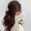 Exquisite Cat's Eye Flower Hair Clip for Women - Medium Size Alloy Claw for Spring & Summer
