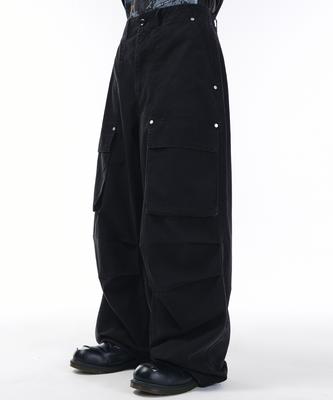 SCALLYWAG Washed Fatigue Front Cargo Pants [Black]