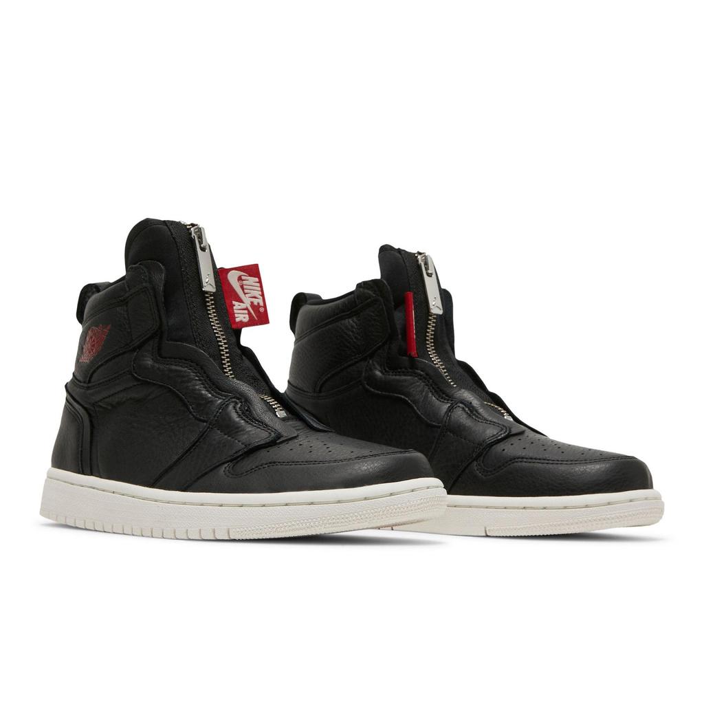Womens Air Jordan 1 Retro High Zip 'Black' (women's sizes) Black / Phantom-Gym Red Vintage Basketball Shoes AT0575 006