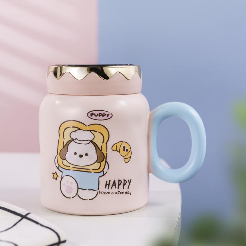 Creative Cartoon Bear Ceramic Cup Home Office Cup Couple Mug Store Celebration Souvenir Mirror Water Cup