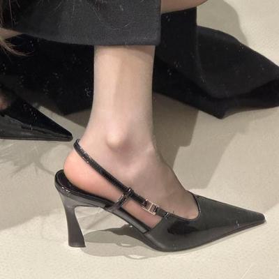 Spring and Summer New Products Sexy Patent Leather High Heels French Temperament Pointed Head Bag Head Shallow Mouth Thin Heel Empty Single Shoes W