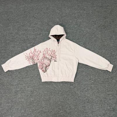Unisex Oversized Hooded Cotton Sweatshirt With Floral Embroidery Winter Warm Casual Streetwear