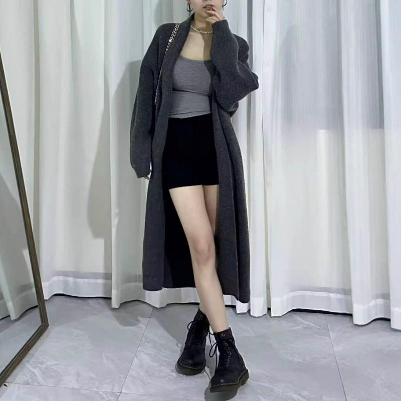Autumn and winter new high-end loose lazy wind knitted cardigan women's medium and long sweater jacket