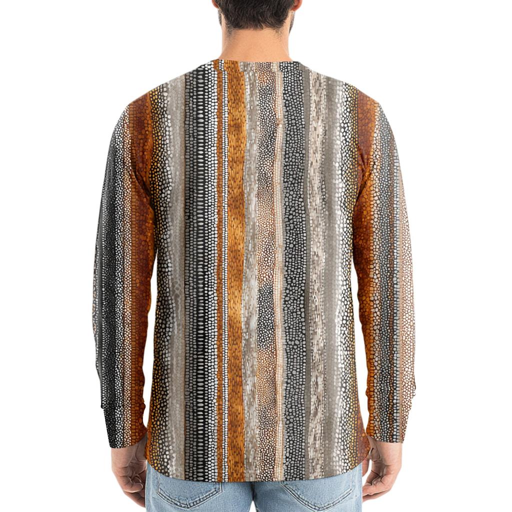 Herren V-Ausschnitt Lässig Mode Bedrucktes Langarm T-Shirt Top