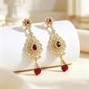 1Pair Arab Earrings Elegant Moroccan Style For Women Gold Plated Multicolor Rhinestones Drop Wedding Jewelry Valentines Gift