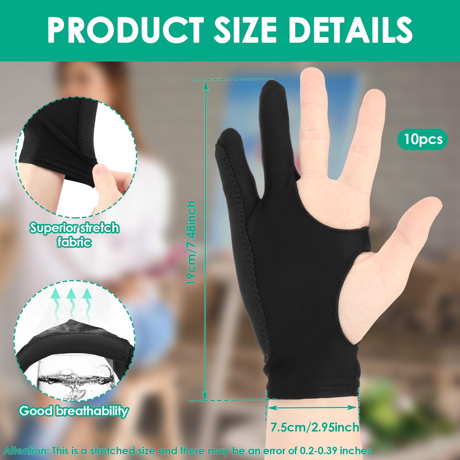 10Pcs Drawing Artist Gloves 3 Layer Two Finger Gloves Tablet Gloves Drawing Gloves Drawing Glove Paint Digital Graphic Tablet