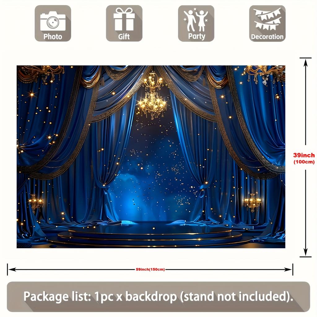 A Blue and Gold Stage Screen Background for Photo Booths, Living Rooms, Festivals, General Holidays