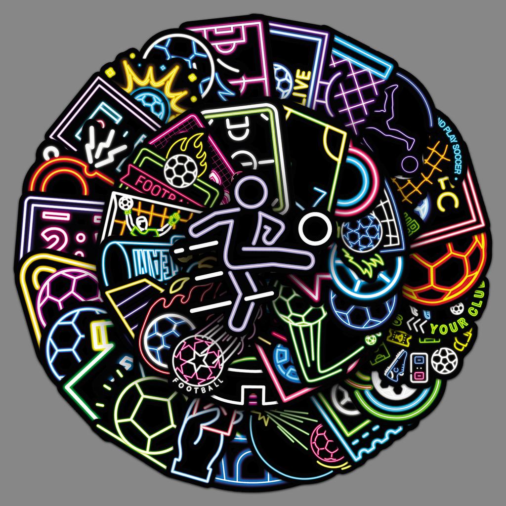 50 Neon Football Graffiti Stickers Personalized Sports Decoration Mobile Phone Computer Creative Stickers