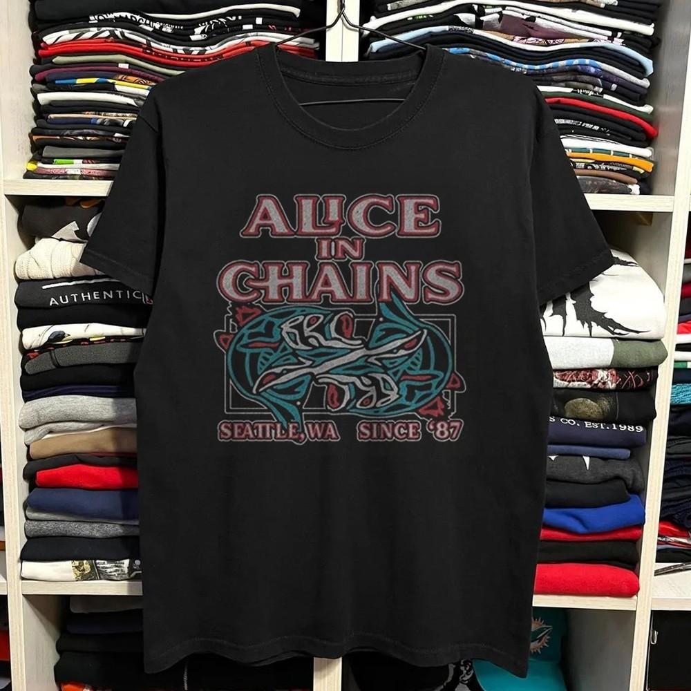 HOT Alice In Chains Totem Fish Black Cotton Tshirt Unisex T-Shirt XXXXL