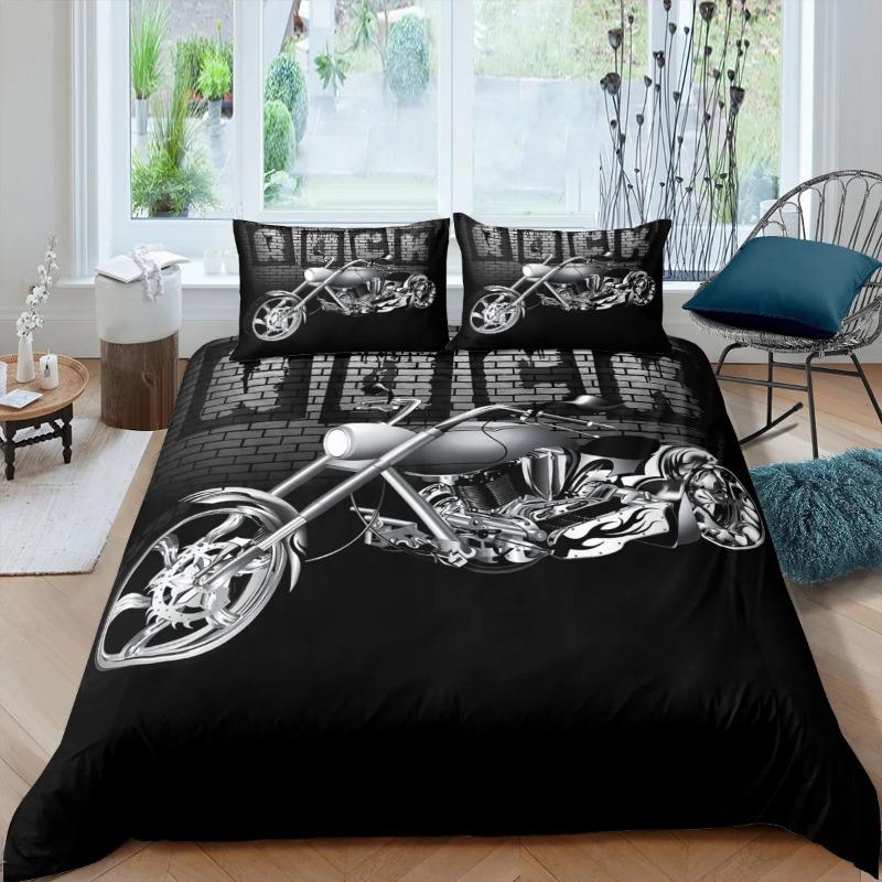 Popular Bedroom Bedding Set For Men Super Cool Motorcycle Tractor Bedding Set Luxury 100% Polyester Bed Cover Sets Pillowcases