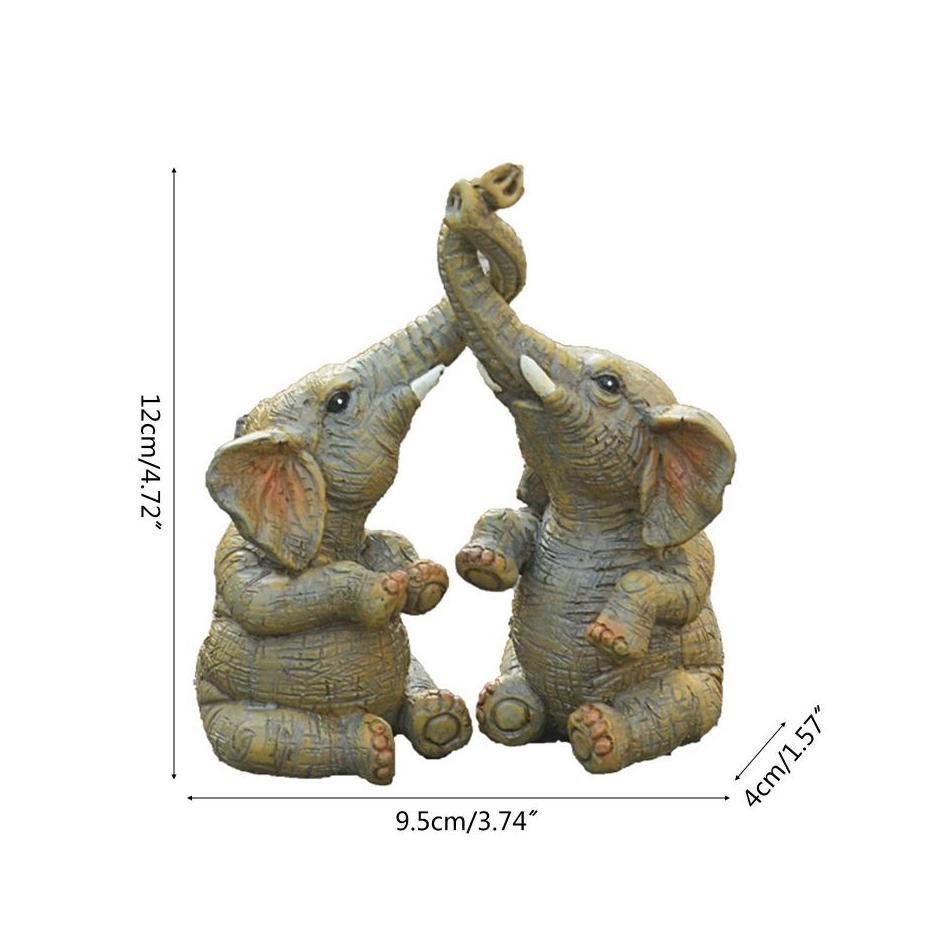 1 Pair Elephant Couple Figurine Elephant Couple Statue Elephant Ornaments For Home Deskpot Cupboard Props Decor Accessories