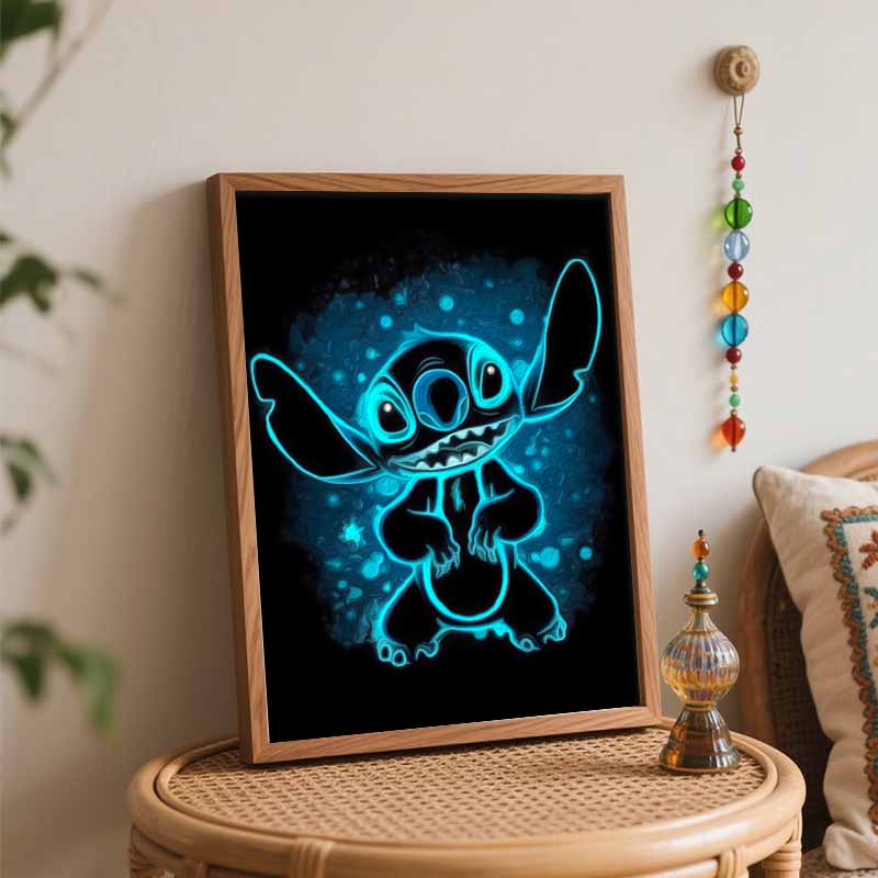 Disney Stitch neon art paint by numbers painting kit handmade diy home decor gifts for bedroom wall hanging craft art supplies set