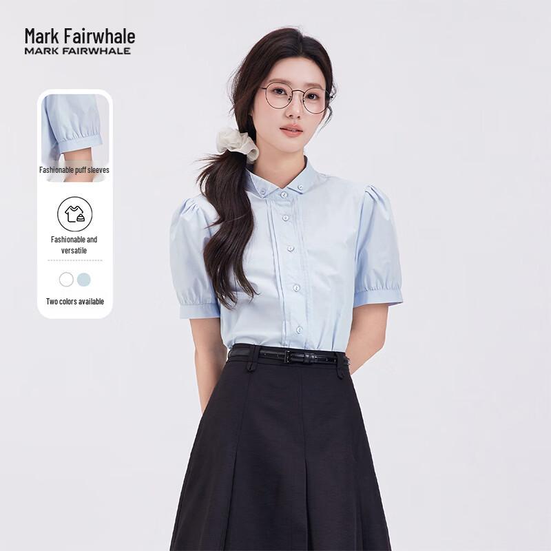 MARK FAIRWHALE Women s Puff Sleeve Stand Collar Shirt S