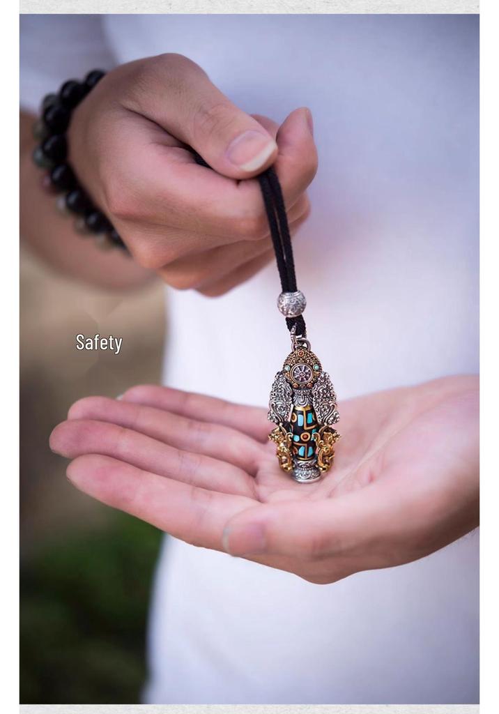 Collana Pendente da Uomo Dzi a Nove Occhi del Buddha Amitabha - Amuleto Protettivo Retrò