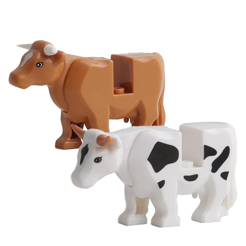 MOC Farm Zoo Animal Building Blocks Crocodile Shark Dolphin Chimpanzee Cow Leopard Educational Game Accessories Bricks Kids Toys