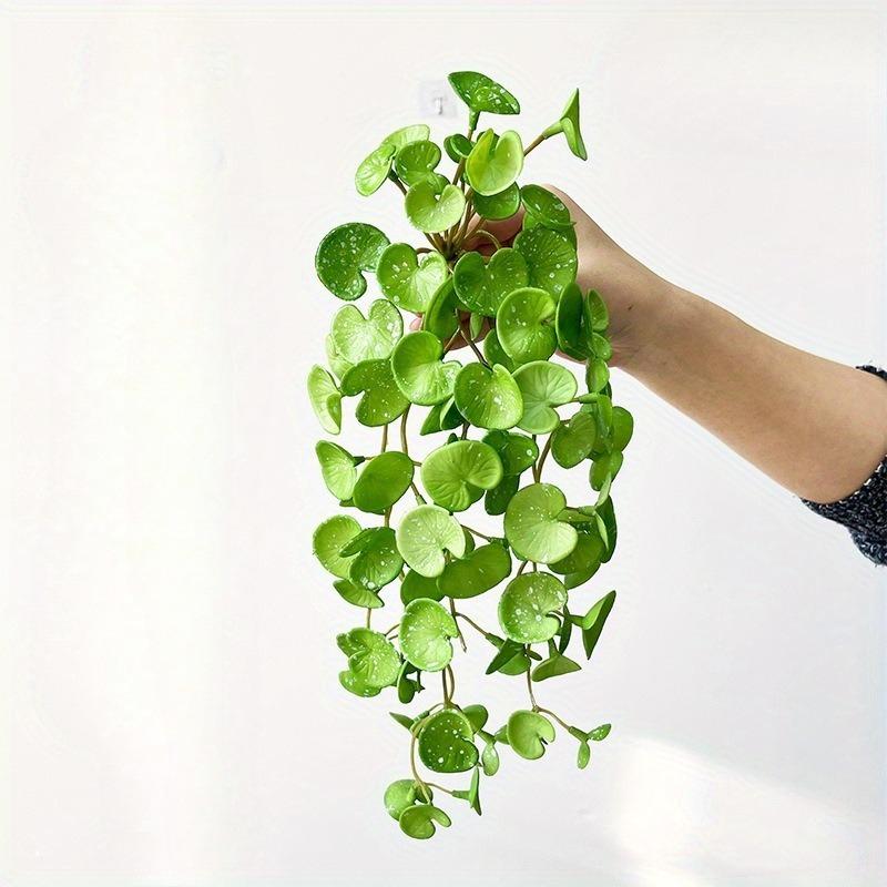 Artificial Plant Bouquet Copper Coin Grass Soft Glue Lifelike Fake Green Plants Wall Hanging for Home Office Garden Decoration