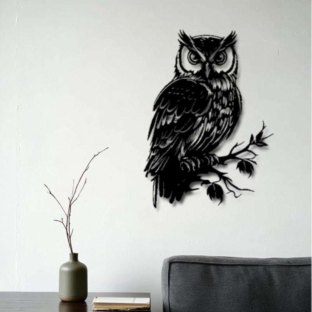 1pc Metal Owl Wall Decor, Rustic Art for Home Living Room Bedroom Outdoor, Nature Gift for Owl Lovers