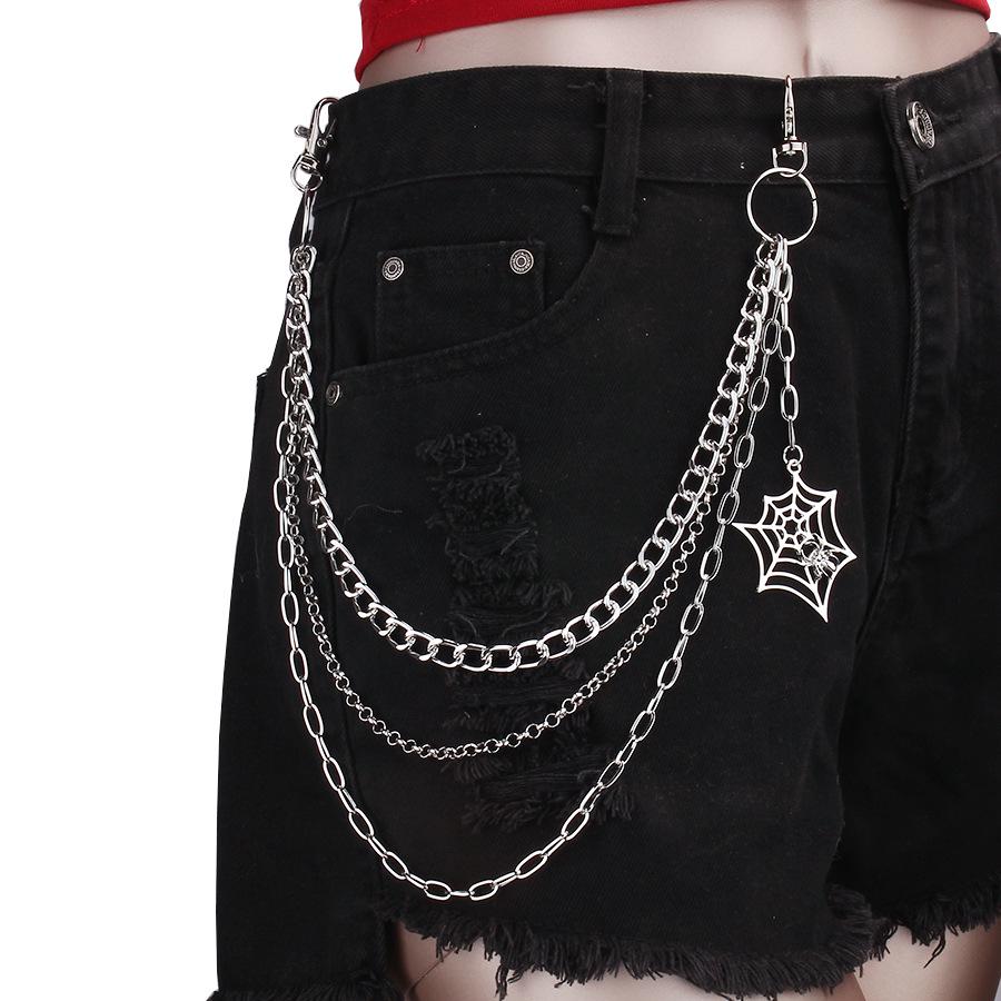 

Trendy Metal Spider Web Layered Chain: Punk-Style Halloween Jewelry for Jeans