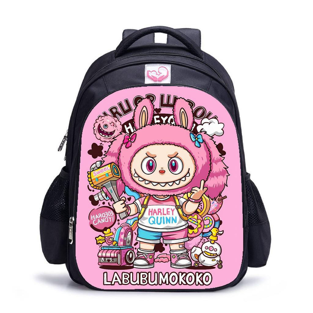 Labubu Trendy Children's Kindergarten Schoolbag Black Men's and Women's Backpack Cartoon Student Backpack 5530 CLE