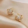 925 Silver Needle Korean Fashion Crystal Flower Earrings For Women Jewelry Trending New Luxury Zircon Flowers Stud Earrings