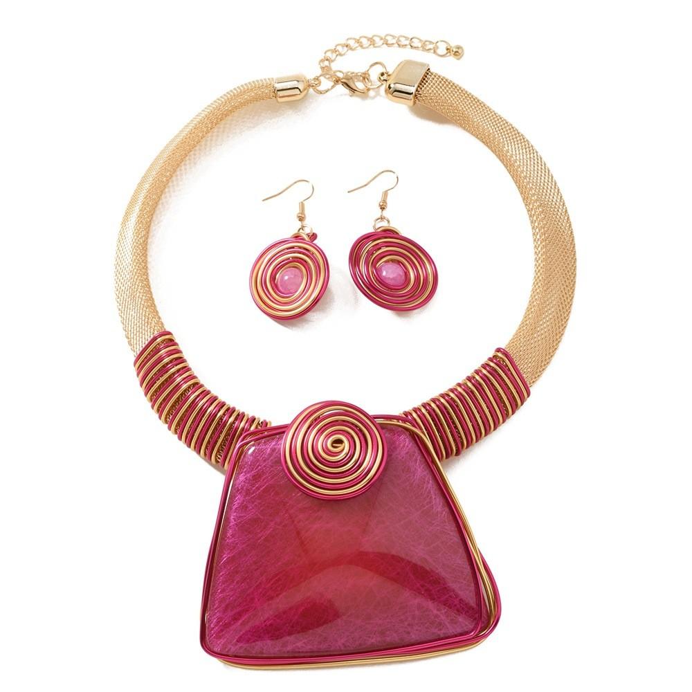 And Resin Plastic Jewelry Set With Large Gemstones And Elegant Water Chain For Fashion Fans