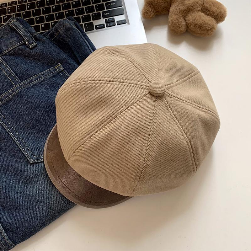 

Maillard Коричневый берет Женский осенне-зимний новый ретро шляпа художника Подчеркивающая лицо кепка газетчика Восьмиугольная шляпа M（56-58cm）