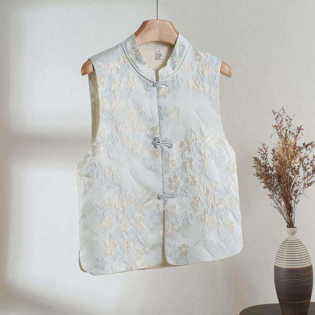 2025 brocade new top vest women's style buckle fashion vest country