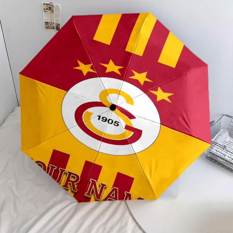 1 PC Automatic Folding Umbrella - Galatasaray S Custom Name Pattern, Portable & Foldable Design with 8 Ribs, Christmas Birthday Gifts