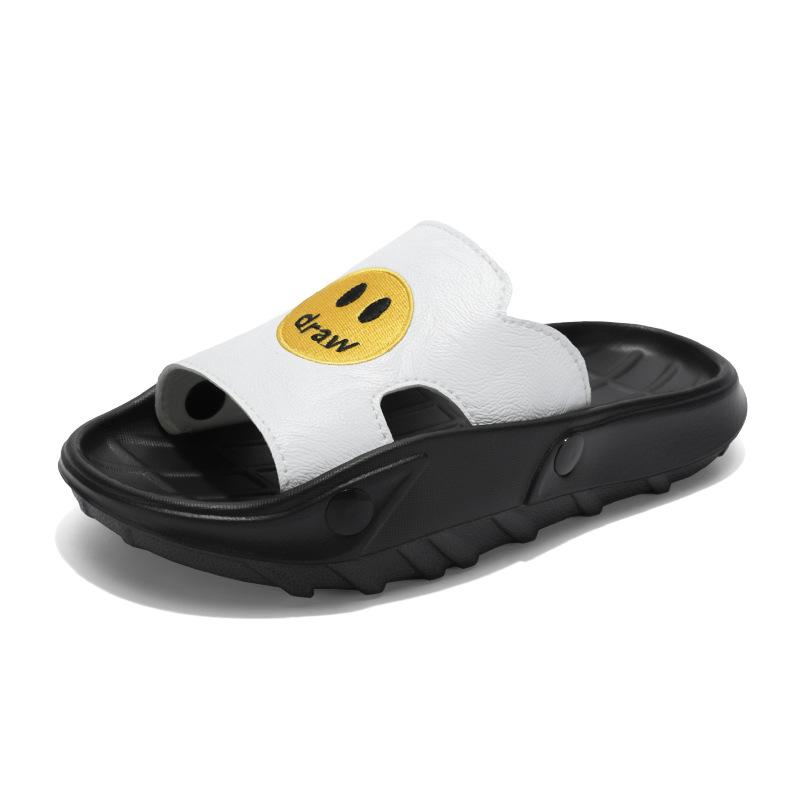 

2025 new large size men s cool slippers thick-soled non-slip and wear-resistant slippers outer wear sports and leisure beach shoes 46 білий