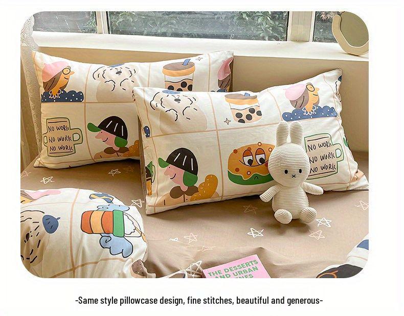 Aesthetic Powder Pink Spring/Summer Washable Cotton Bedding Set - Dorm-Friendly Duvet Cover and Sheets
