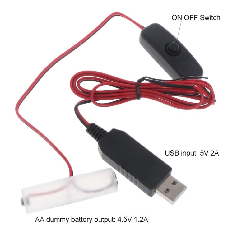 2M USB Type C To AM3/LR6/AA Dummy Battery Power Cable With Switch for Radio LED