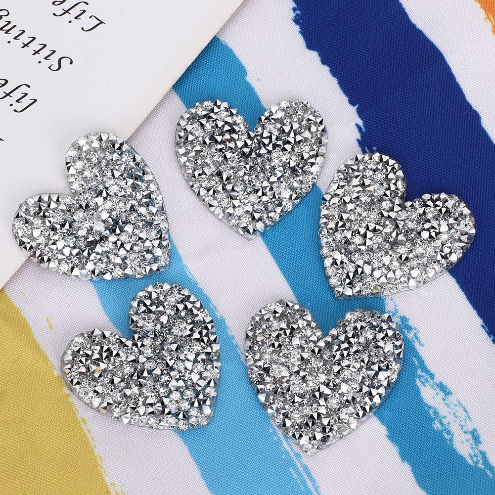 10PCS Hrt Shaped Rhinestones Applique 4cm Hot Fix Rhinestones Clothing Accessories Shoes Decoration