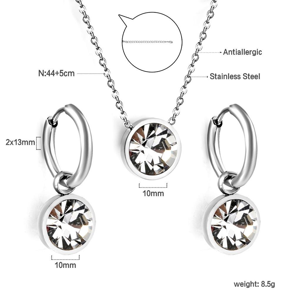 

Fashion Diamond Circle Earrings And Necklace Set Luxury Versatile Jewelry Two Piece Kit Long Lasting