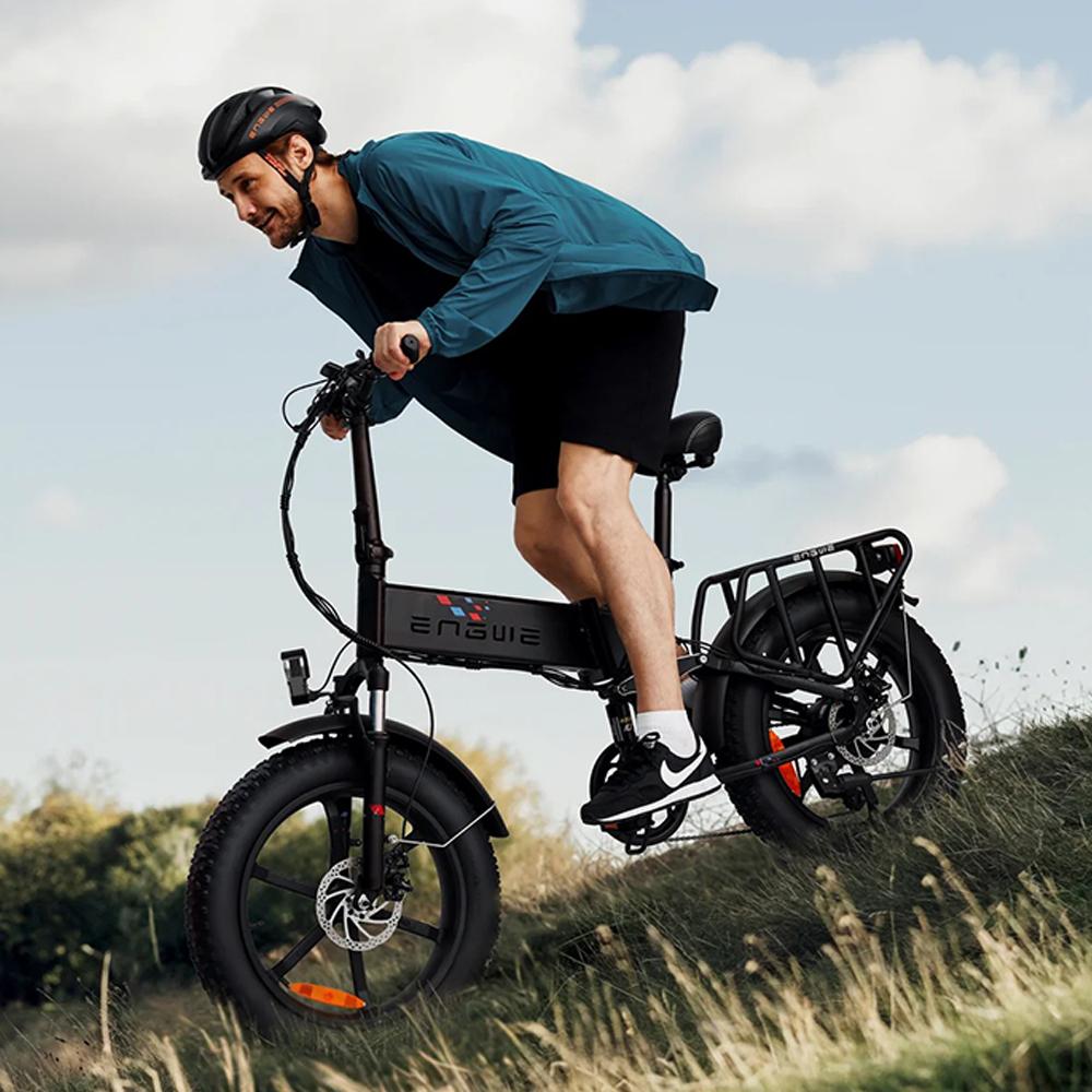 Electric Bike ENGWE 250W Motor Full Suspension Foldable E-bike 48V 13AH Shimano 7 Speed Adult Ebike Black