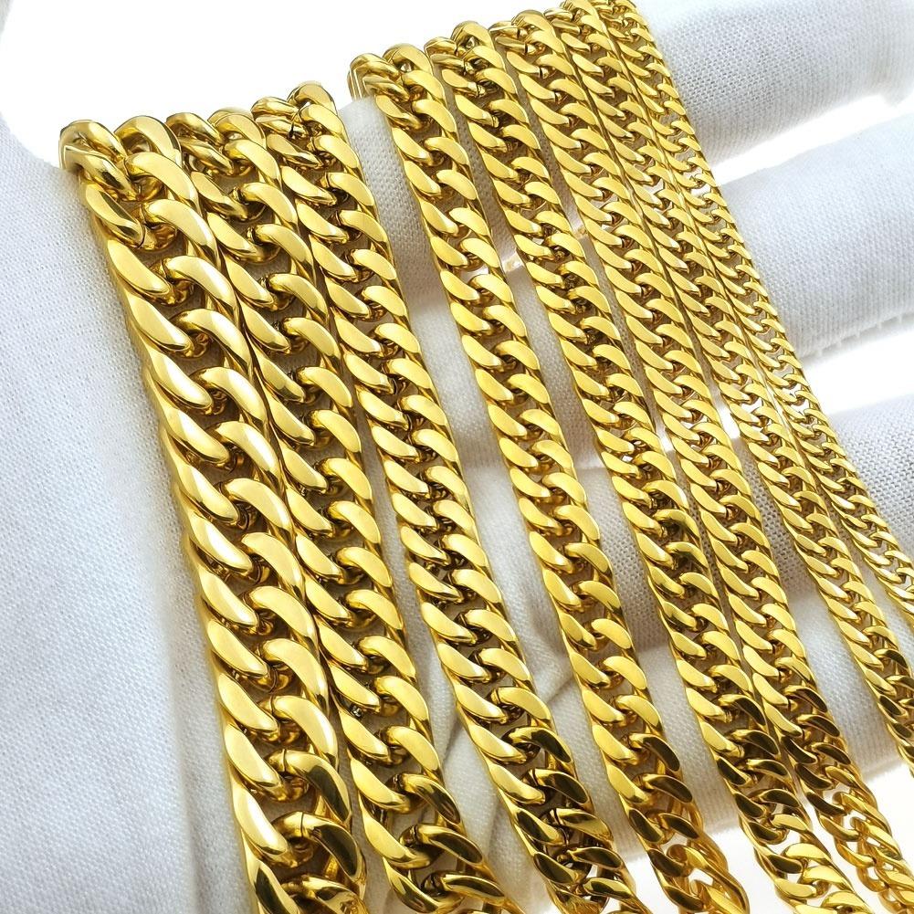 Gold Color Stainless Steel Cuban Bracelet For Men Women Gift Jewelry