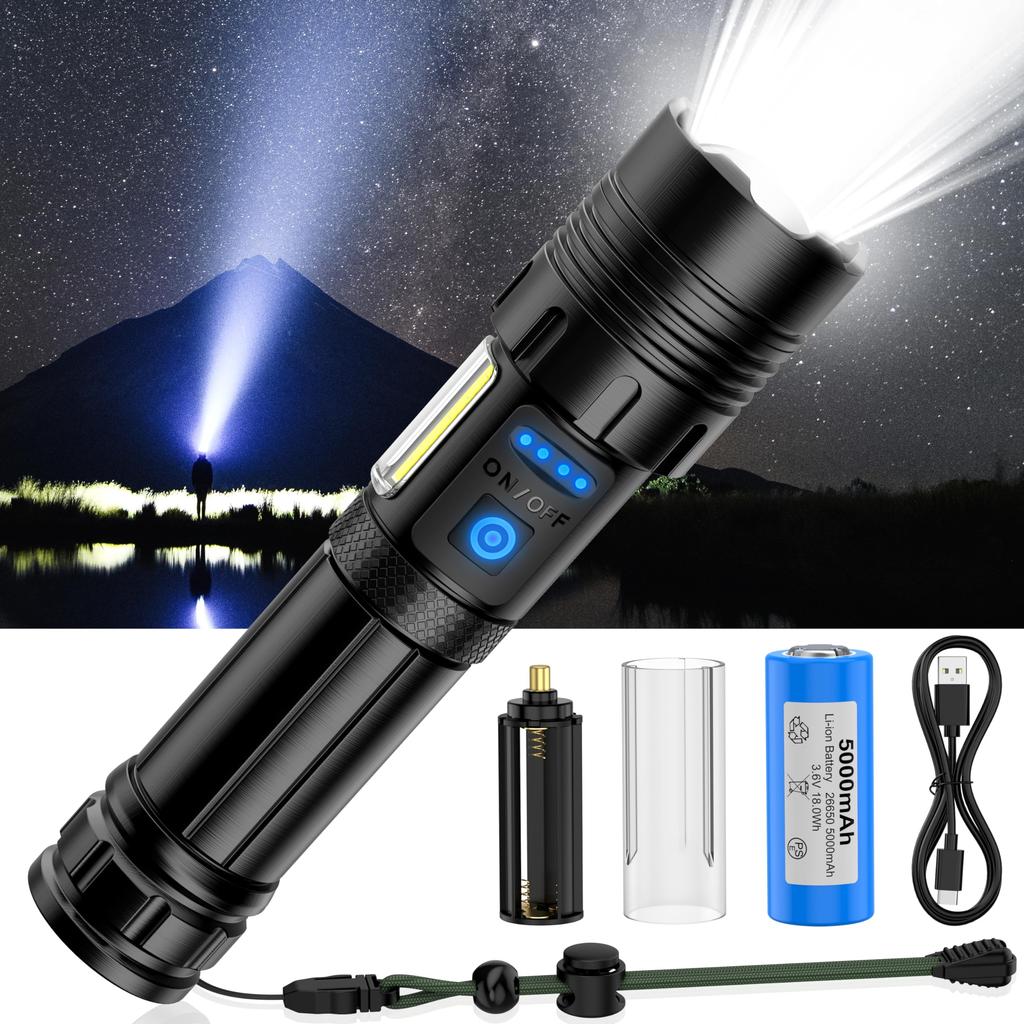 Powerful LED COB 7 Lighting Ultra USB IPX7 Handheld Compatible with 3 Types of Battery Level Night Power Disaster Earthquake Nighttime Work Japanese