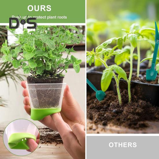 6 Pcs Clear Nursery Pots Seedlings Cultivation Pots with Silicone Base Reusable Seeds Starter Flower Pot with Labels for Garden Balcony