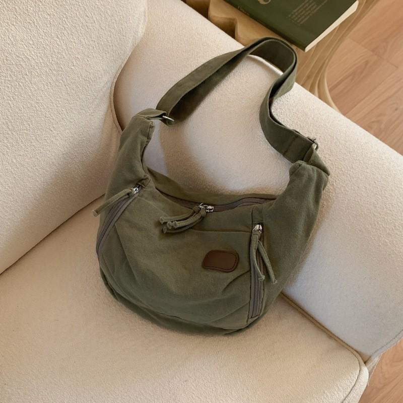 

Japanese Retro Canvas Bag Crossbody Large Capacity New Casual Commuter Student Mailman Sports Shoulder зелений