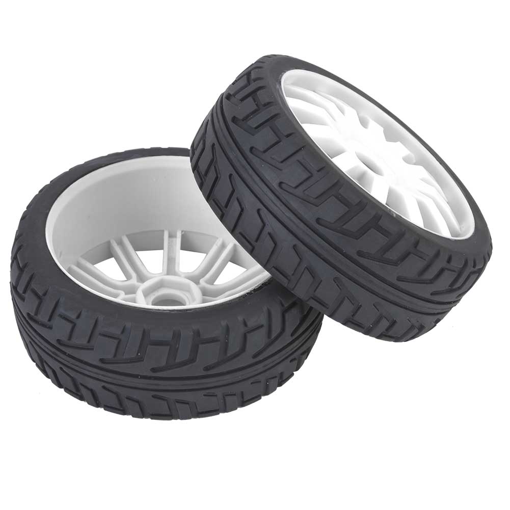 

Wheel Rim Hub Tires Rubber Tyres for 1 8 On road Racing RC Car Accessory White