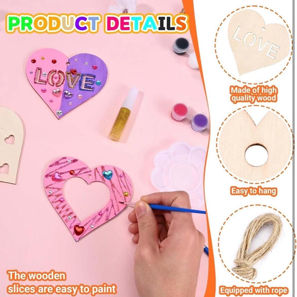 32 Wooden Heart-shaped Handicrafts, Valentine's Day Heart-shaped DIY Adult Handicrafts, Class Gifts, Party Decorations.