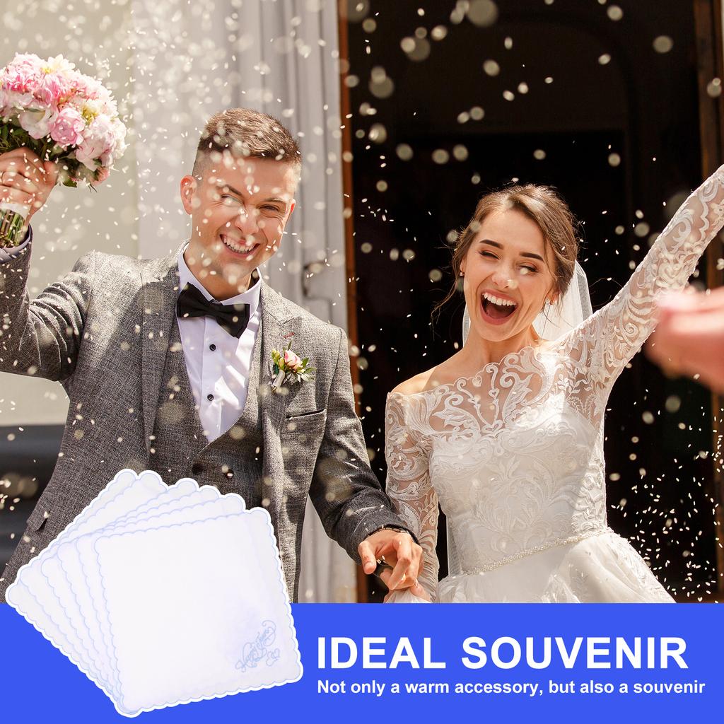 12Pcs Cotton Embroidered Handkerchief 28x28 Cm Portable Wedding Square Scarf Soft Comfortable Wedding Handkerchief for Party