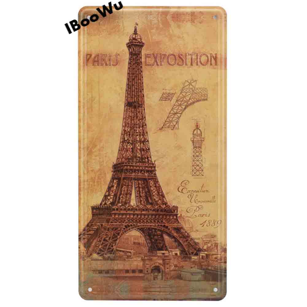Der Eiffelturm, beliebte Stadtschilder, Vintage-Poster, Retro-Plaketten, London/Paris, Metallblechschilder, Wanddekoration für Bar, Garage, Pub, Café