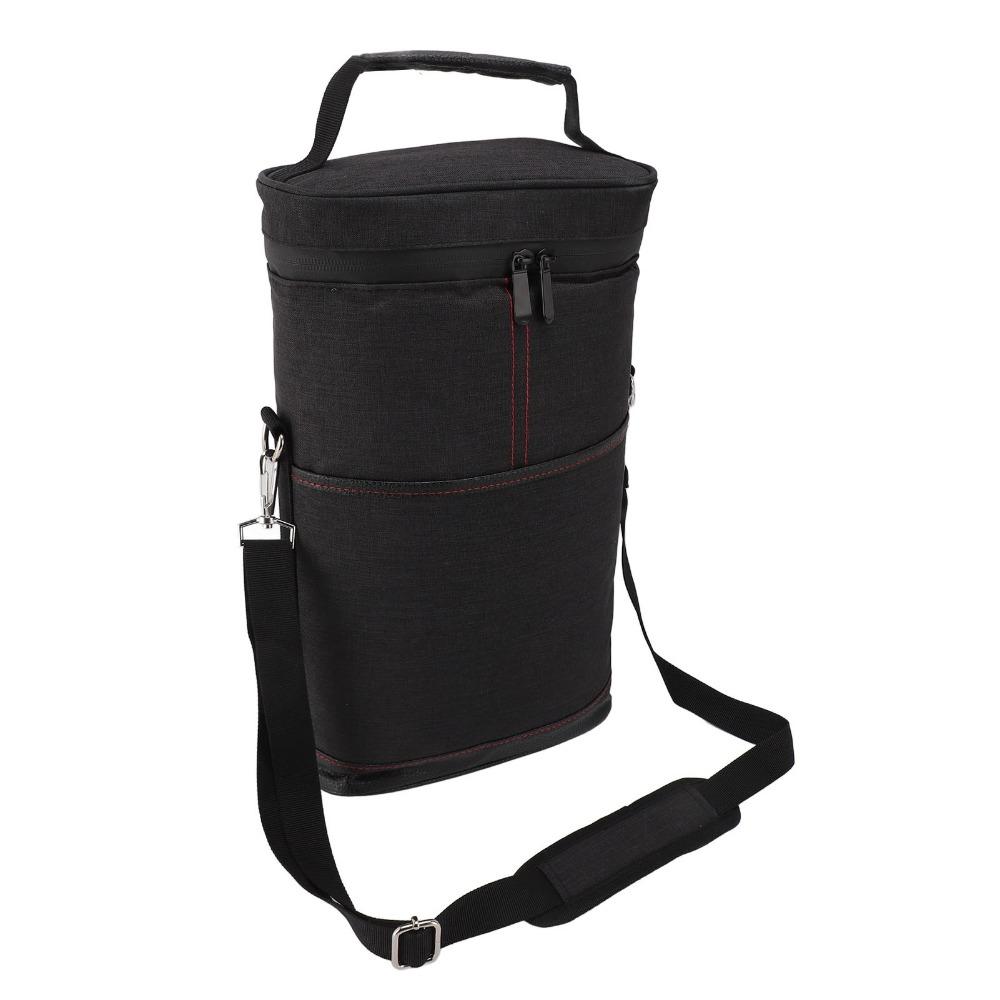Canvas Material Wine Cooler Bag Black/Grey Insulated Wine Case Wine Protective Case For Travel