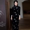 Luxurious Black Velvet Long-Sleeve Cheongsam: High-End, Unique Chinese Style Dress