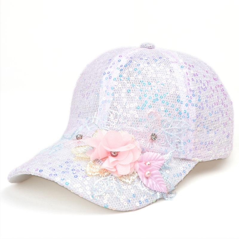 

Элегантная бейсболка с цветочной вышивкой для женщин, дышащая летняя шляпа от солнца, украшенная пайетками, головной убор для повседневного ношения, путешествий и занятий спортом Adjustable